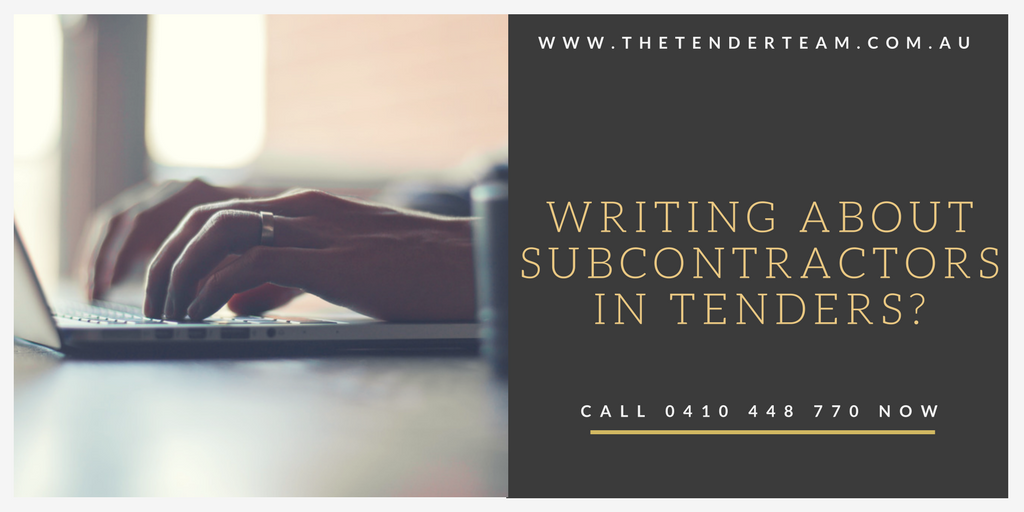 writing about subcontractors in tenders
